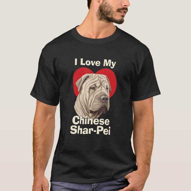 Camiseta Eu Amo Meu Cachorro Louco Chinês (Frente)