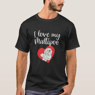 Camiseta Eu Amo Meu Cachorro Maltipoo Engraçado Maltês Ca