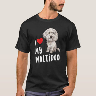 Camiseta Eu Amo Meu Cachorro Maltipoo Muito Engraçado