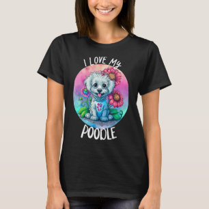 Camiseta Eu Amo Meu Cachorro Mamãe Flores Fritas Fritas