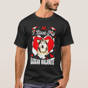 Camiseta Eu Amo Meu Cachorro Namorados Malamute Do Alasca