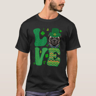Camiseta Eu Amo Meu Cachorro Pug Leprechaun Trevos São Patr