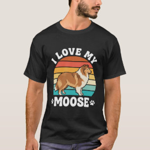 Camiseta Eu Amo Meu Cachorro Retro Collie Alce