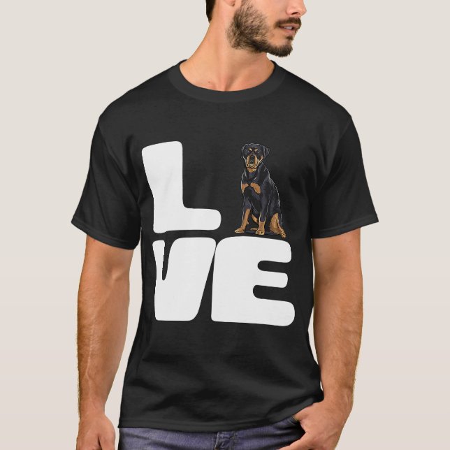 Camiseta Eu Amo Meu Cachorro Rottweiler (Frente)