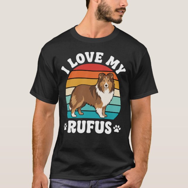 Camiseta Eu Amo Meu Cachorro Rufus Retro Collie (Frente)