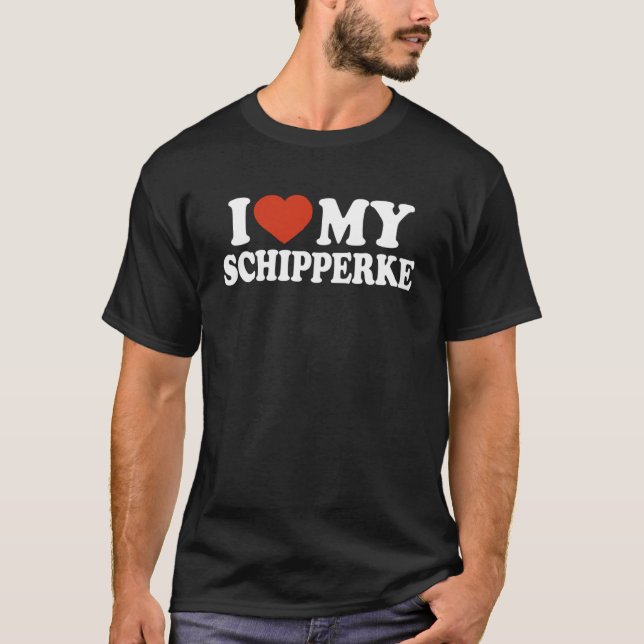 Camiseta Eu Amo Meu Cachorro Schipperke Schipperke (Frente)