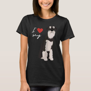 Camiseta Eu Amo Meu Cachorro Schnauzer Preto e Branco Regla