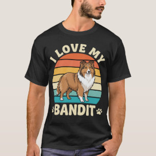 Camiseta Eu Amo Meu Cachorro Sheltie Bandido Retro