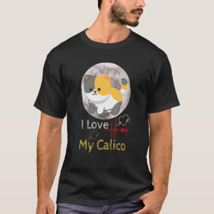 Camiseta Eu amo meu Calico gráfico Gatos Calico Lua Cheia