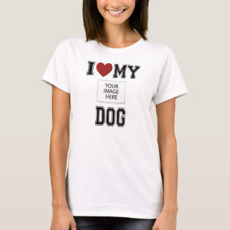 CAMISETA EU AMO MEU CÃO - ADICIONE SUA PRÓPRIA FOTO!