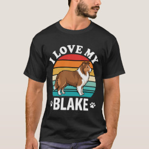 Camiseta Eu Amo Meu Cão Collie Pôr do Sol Retro