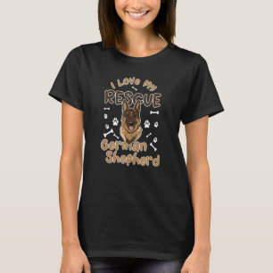 Camiseta Eu Amo Meu Cão da Raça Pastor Alemão Resgatado Ani