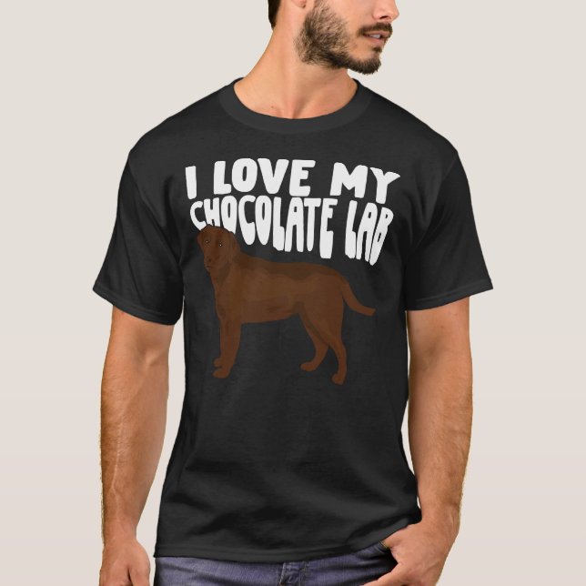Camiseta Eu Amo Meu Cão De Lab De Chocolate (Frente)