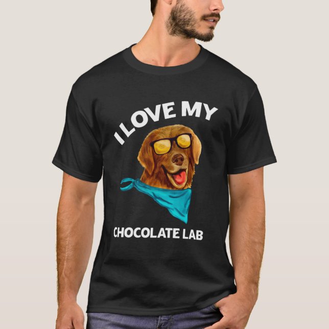 Camiseta Eu Amo Meu Cão-De-Ouro Do Laboratório De Chocolate (Frente)