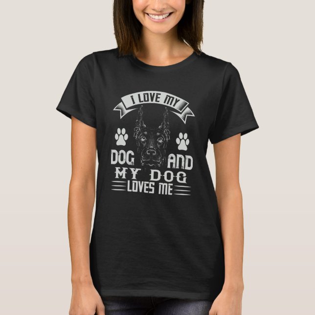 Camiseta Eu amo meu cão doberman (Frente)