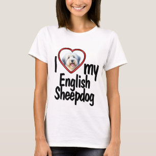 Camiseta Eu Amo Meu Cãozinho De Ovelha - Foto De Cachorro V