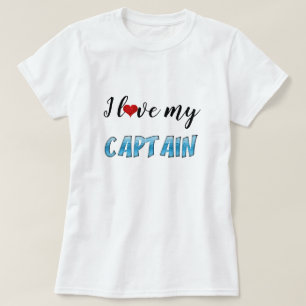 Camiseta Eu amo meu capitão Oceano Água Tipografia Bonito