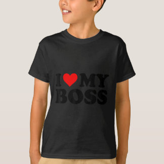 Camiseta Eu Amo Meu Chefe Engraçado Coração Vermelho Chefe