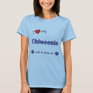 Camiseta Eu amo meu Chiweenie (o cão masculino)