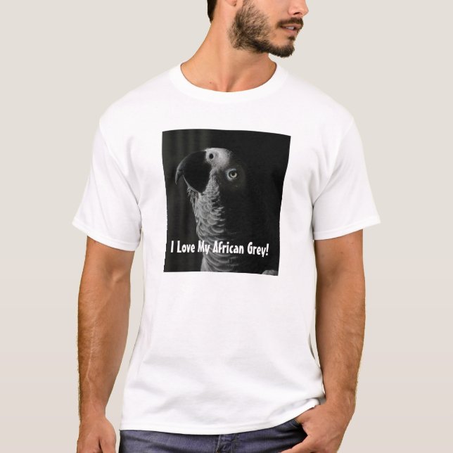 Camiseta Eu amo meu cinza africano! T-shirt básico do (Frente)