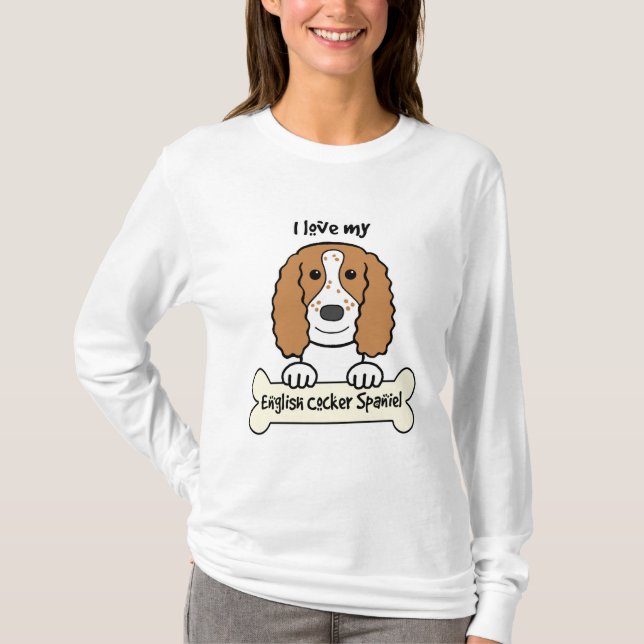 Camiseta Eu amo meu cocker spaniel inglês (Frente)