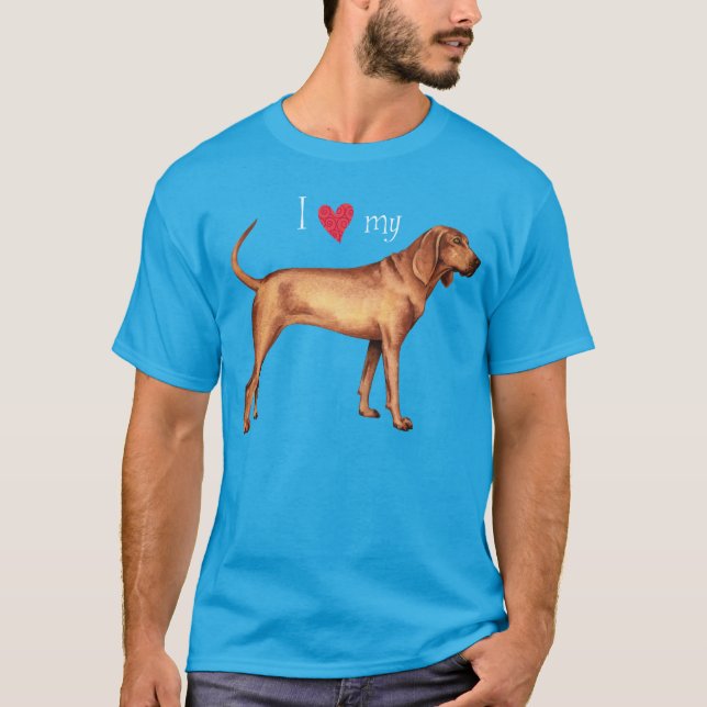 Camiseta Eu amo meu Coonhound de Redbone (Frente)