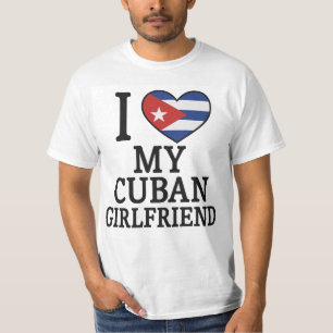 Camiseta Eu Amo Meu Coração de Bandeira Cubano Namorada Cub
