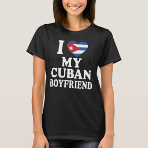 Camiseta Eu Amo Meu Coração de Bandeira Cubano Namorado Cub