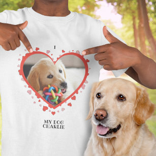 Camiseta Eu amo meu coração de cão com foto e nome de anima