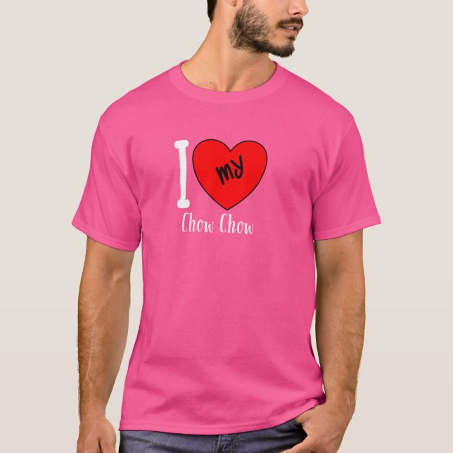 Camiseta Eu Amo Meu Coração De Cão De Chow (Frente)
