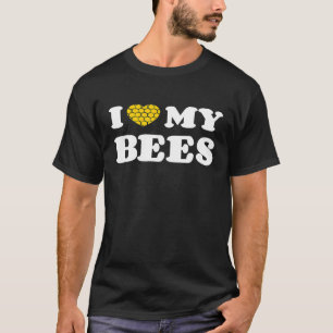 Camiseta Eu Amo Meu Coração de Favo de Mel de Abelhas