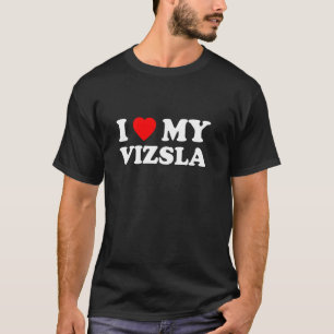 Camiseta Eu Amo Meu Coração de Vizsla Mãe e Pai do Cachorro