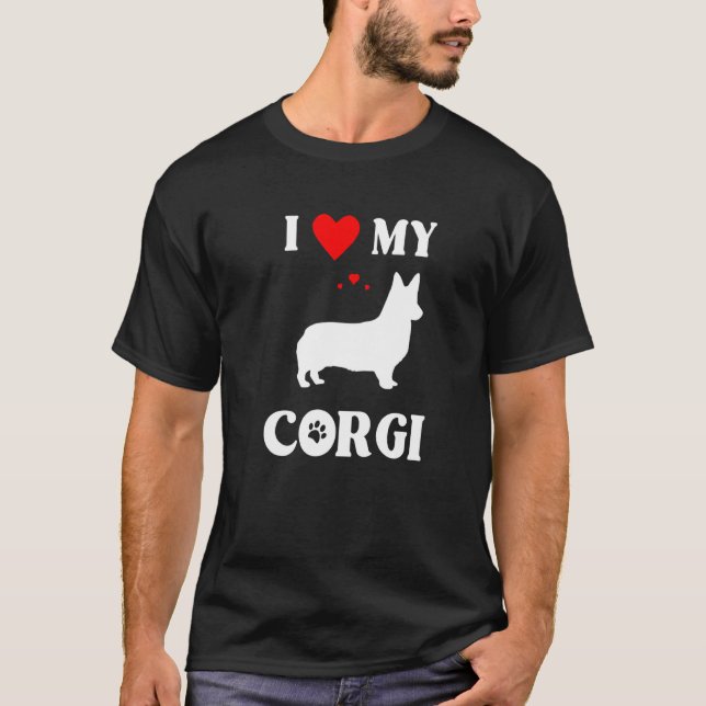 Camiseta Eu Amo Meu Corgi Cachorro Fofo (Frente)