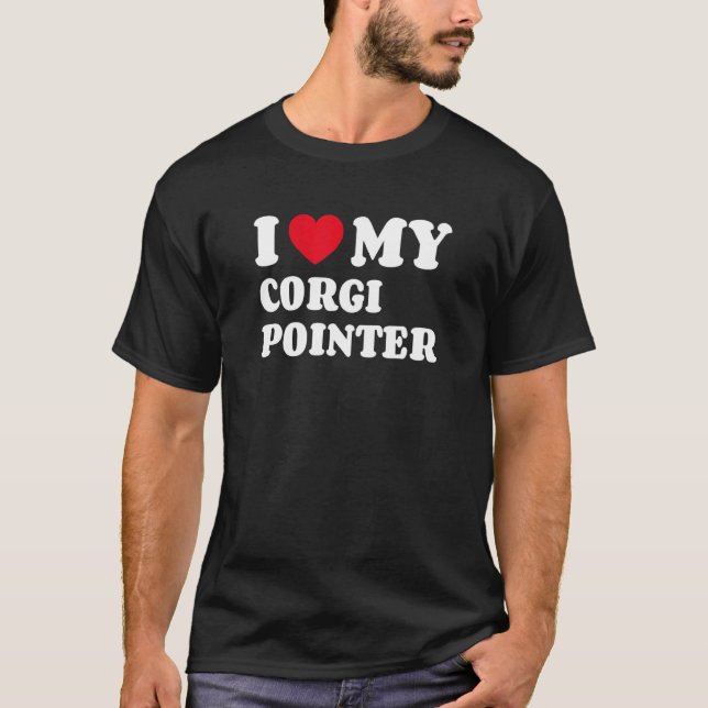 Camiseta Eu Amo Meu Corgi Pointer (Frente)