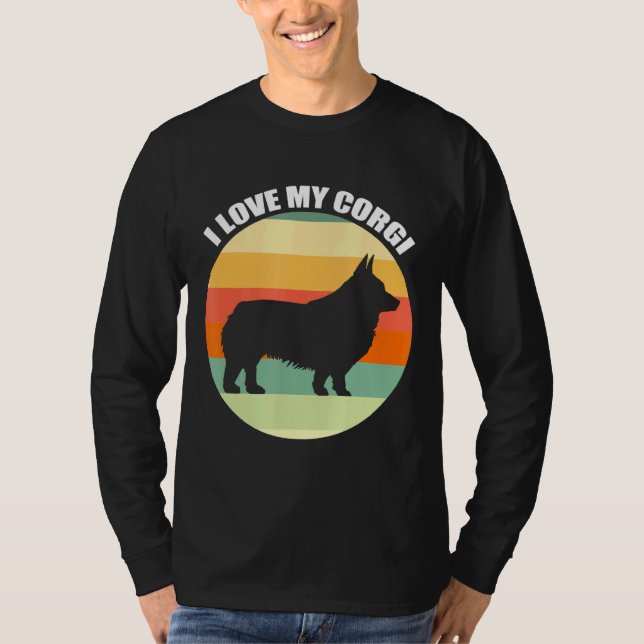 Camiseta Eu Amo Meu Corgi Retro Sunset (Frente)