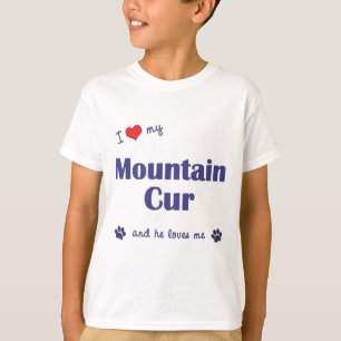 Camiseta Eu amo meu Cur da montanha (o cão masculino)