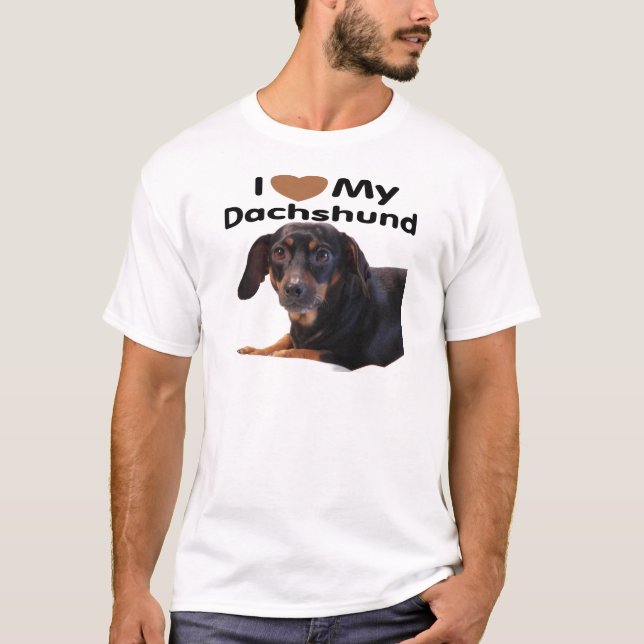 Camiseta Eu amo meu Dachshund (Frente)