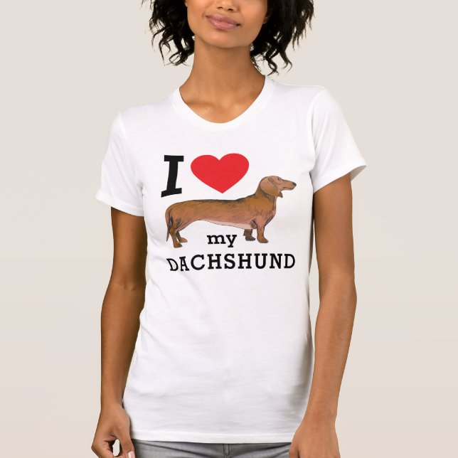 Camiseta Eu Amo Meu Dachshund (Frente)