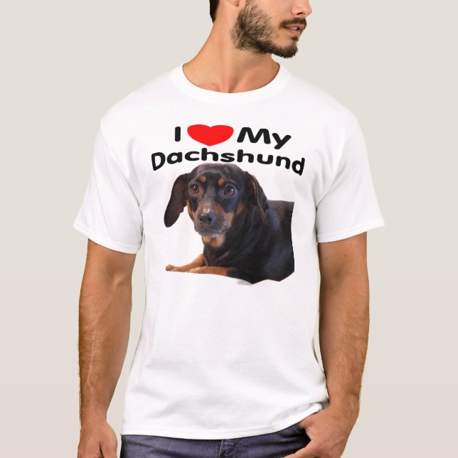 Camiseta Eu amo meu Dachshund (Frente)