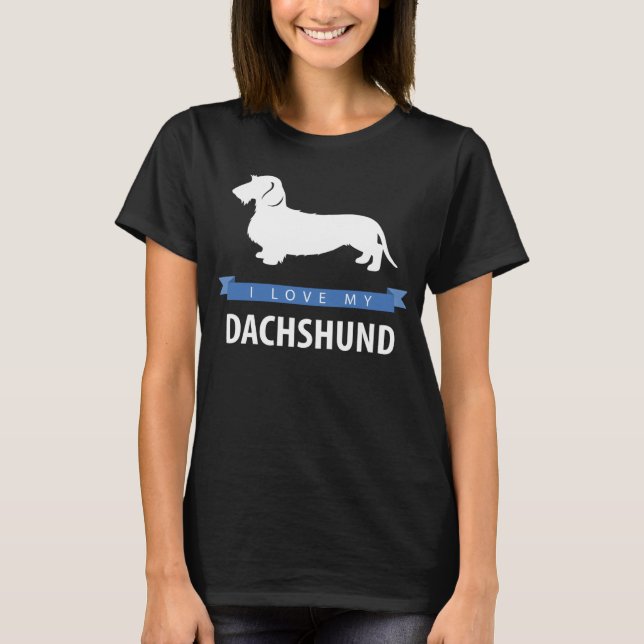 Camiseta Eu Amo Meu Dachshund Wirehaired Dachshund (Frente)