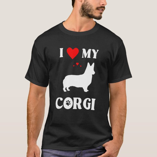 Camiseta Eu Amo Meu Design De Cachorro Corgi (Frente)