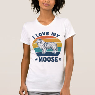 Camiseta Eu Amo Meu Design de Gravura Retro de Cachorro Alc