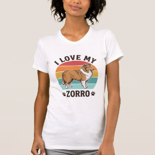 Camiseta Eu Amo Meu Design Vintage do Zorro Amante de Cacho