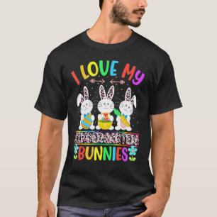 Camiseta Eu Amo Meu Dia de Páscoa Professor Coelhinhos Jard