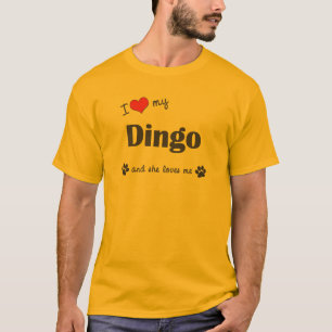 Camiseta Eu amo meu Dingo (o cão fêmea)
