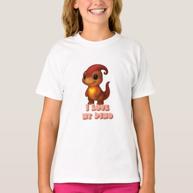 Camiseta Eu Amo Meu Dino Kammli com Coração  (Frente)