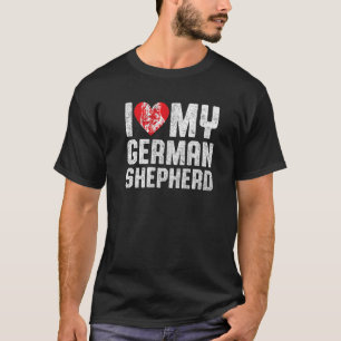 Camiseta Eu Amo Meu Dono de Cachorro Pastor Alemão
