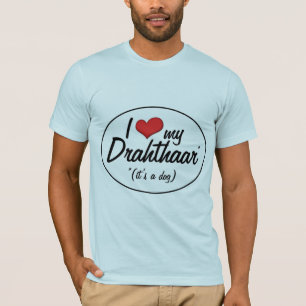 Camiseta Eu amo meu Drahthaar (é um cão)