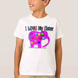 Camiseta Eu amo meu ELEFANTE COR-DE-ROSA da IRMÃ