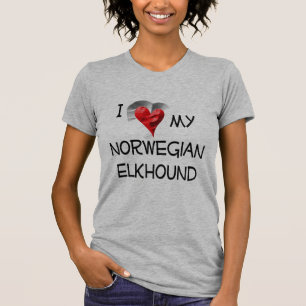 Camiseta Eu amo meu Elkhound norueguês